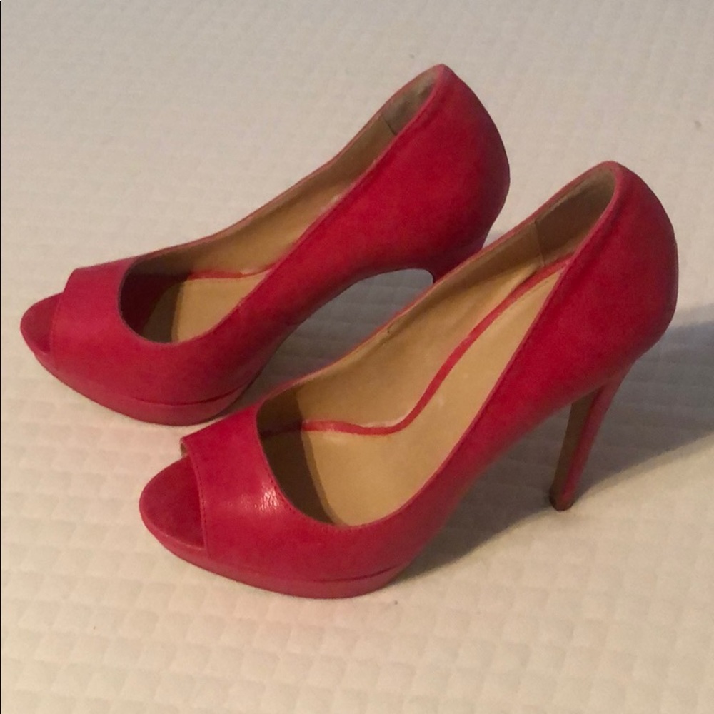 Hot Pink Peep Toe Pumps